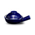 Ceramic Clay Pot w-Rippled-Lid/Hdl Blue Dip